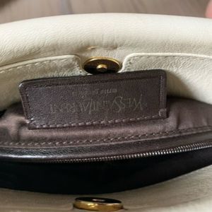 Yves Saint Laurent YSL White Mombasa Double Horn Leather Shoulder